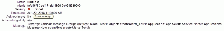 Shows an example of an alert message on the UI.